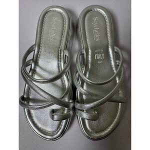 Seychelles Rule The World Silver Metallic Strappy Platform Sandal Size 6.5